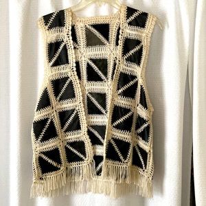 Vintage Leather Crocheted Vest